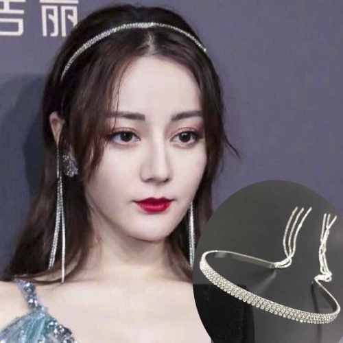 Strange Flower Said Dilraba Yang Yue Same Style Tassel Headband Simple Diamond Hairpin Dignified Rhinestone Headband