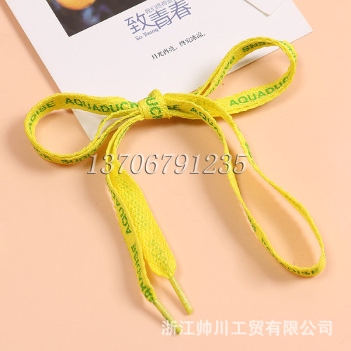 English Letter Pattern Fashion Two-Color Shoelace Factory Direct Supply All Kinds of Strip Line Sling Customizable Length Style