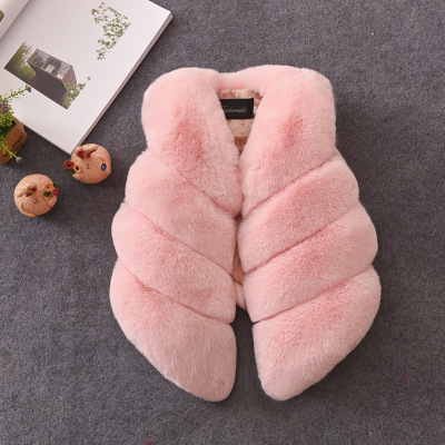 Autumn and Winter New Children's Stitching Fur Vest Boys and Girls Thickened Furry Waistcoat Baby Faux Fur Coat