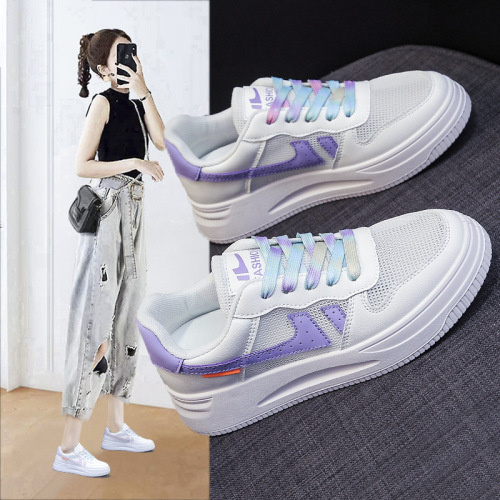 White Shoes for Women 2021 Spring and Summer New Board Shoes for Women Breathable Leather Casual Shoes for Female Students Korean Style Single Shoes Qr06