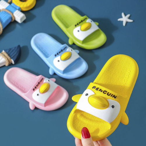 children‘s slippers new summer cartoon penguin baby outdoor wear adult kids boys beach parent-child shoes girls