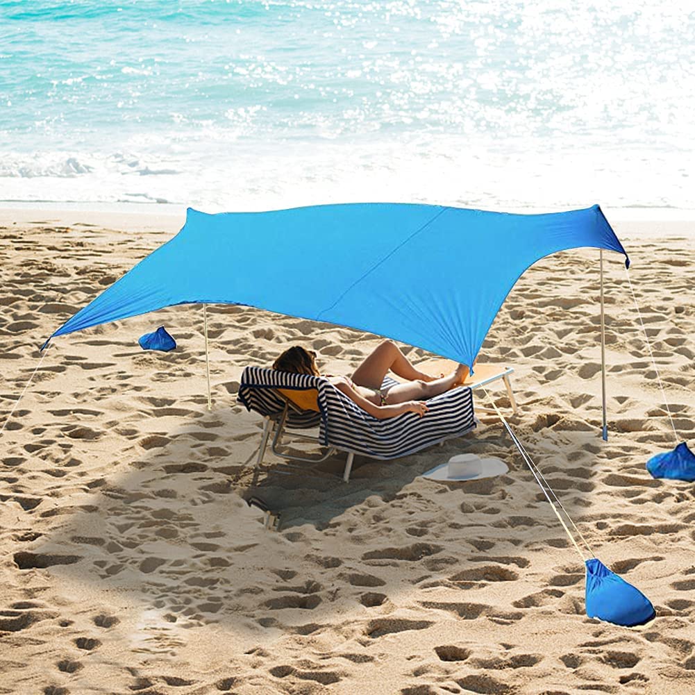 弹出式沙滩帐篷 沙滩遮阳棚 upf50  防紫外线 2-5 人