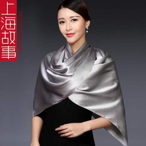 Official Silk 100% Mulberry Silk Scarf Silk Scarf Dual-Use Silk Shawl Solid Color Satin