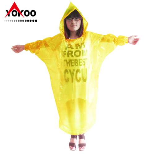factory direct sales pe disposable pullover raincoat hooded rope cuff with rubber band disposable protective raincoat