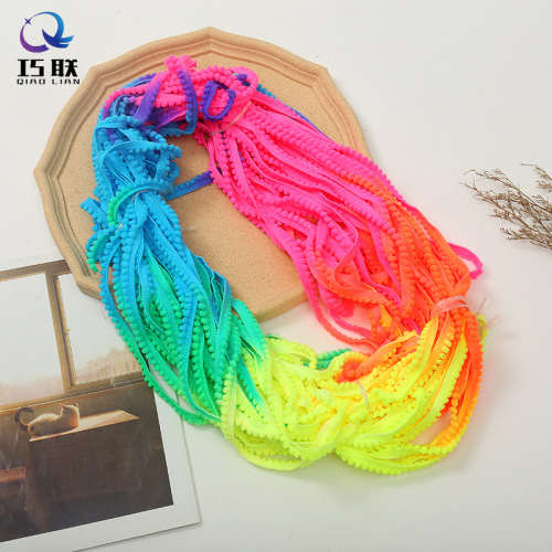 Manufacturers Customize Color Small Tooth Edge Small Pompon Lace Scarf Hat curtain Decoration Handmade Nylon High Elastic DIY