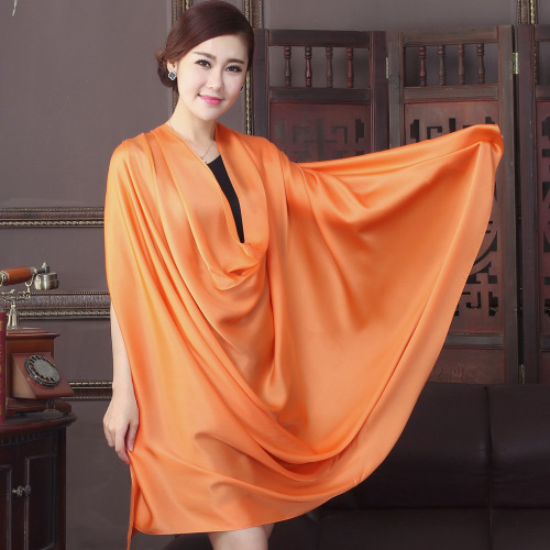 Spring and Autumn New Heavy Mulberry Silk Solid Color Silk Shawl Thickened Forged Face Scarf Scarf Wholesale 
