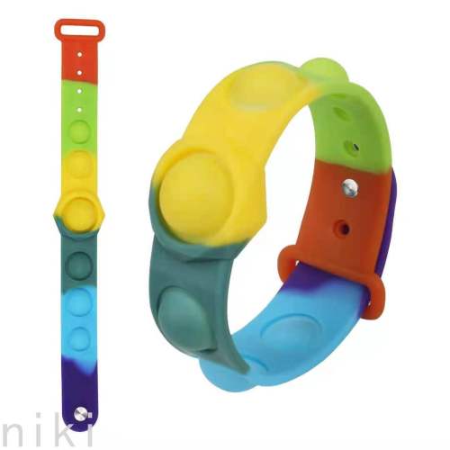 Cross-Border New Deratization Pioneer Bracelet Decompression Toy Rainbow Decompression New Exotic Toy Squeeze Finger Bubble Music 