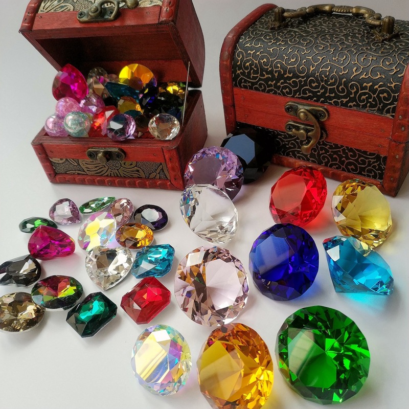 Children's Toy Girl Crystal Gem Rainbow Color Princess Acrylic Plastic Glass Fake Diamond Treas