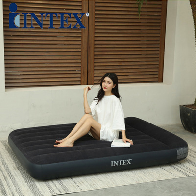 Mattress Intex64142 Black and White Built-in Pillow Single Layer Double Line Pull Air Bed Solid Infl
