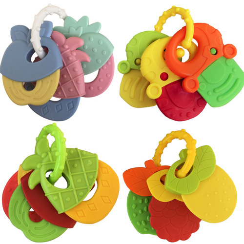 baby products baby teether fruit shape baby silicone teether molar teeth holder rattle teether