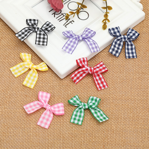 Factory Direct Sales Plaid Ribbon Hand Knotted Ribbon Bow DIY Clothing Sccessories Accessories Bow Jewelry