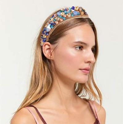 Popular European and American Hair Accessories Bohemian Crystal Rhinestone Pearl Headband Cross-Border Amazon New