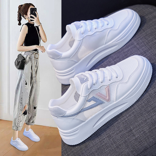 ins breathable white shoes women‘s mesh summer new korean style student board shoes women women‘s thick-soled mesh shoes q1609
