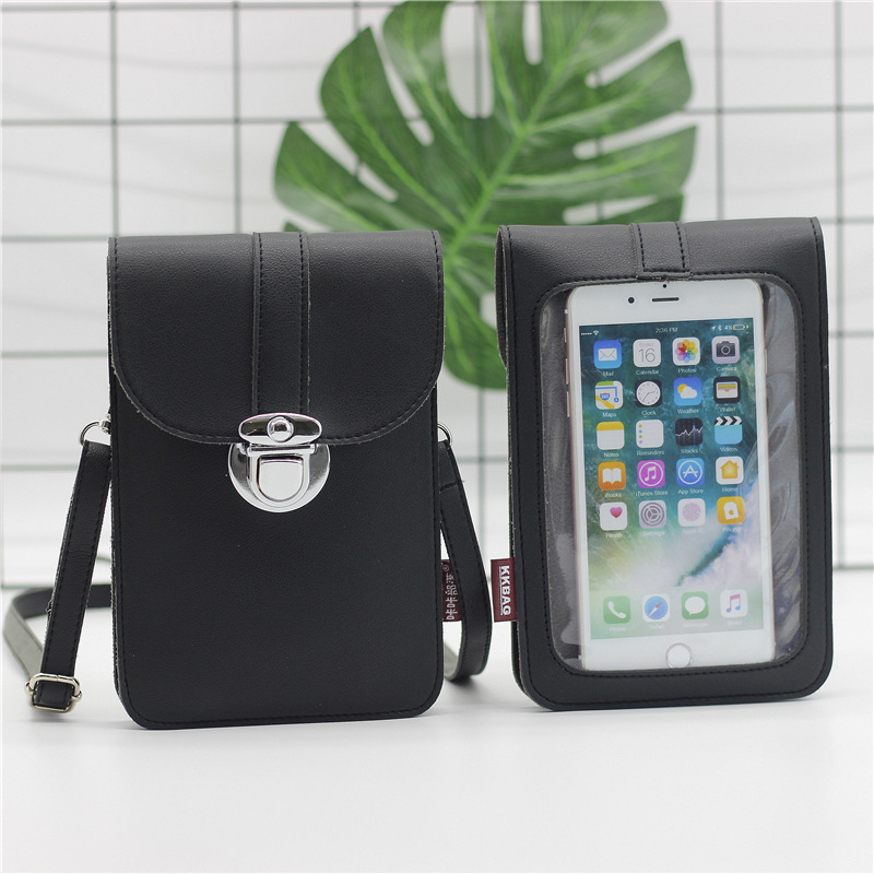 2021 New Cross-Border Model Spot Hyaloid Membrane Back Touch Screen PU Leather Lock Crossbody Mobile