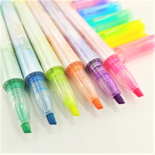 G1505 Sparkle Silver Fluorescent Pen Straight Liquid Type Sparkle Silver Fluorescent Pen Pressing Valve Type Sparkle Silver Pen Quality Is Reliable