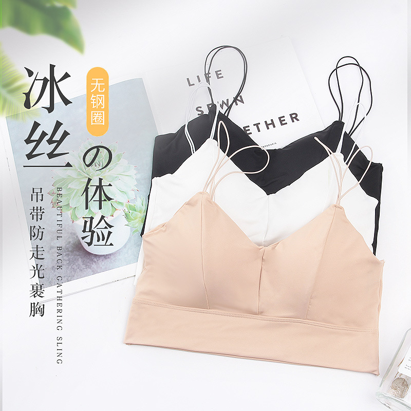 Hot Sexy Ice Silk Card Beautiful Back Wrapped Chest Sling Gather Comfortably Exposure-Proof Belt Che
