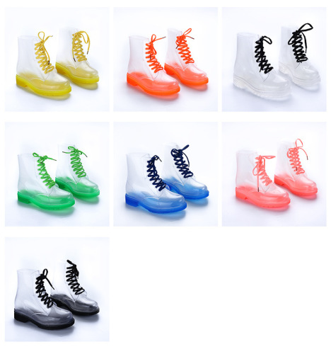 Transparent Fashion Martin Boots Rain Boots Non-Slip Waterproof Low Tube Rain Boots Adult Rain Shoes Factory Spot One Piece Delivery 
