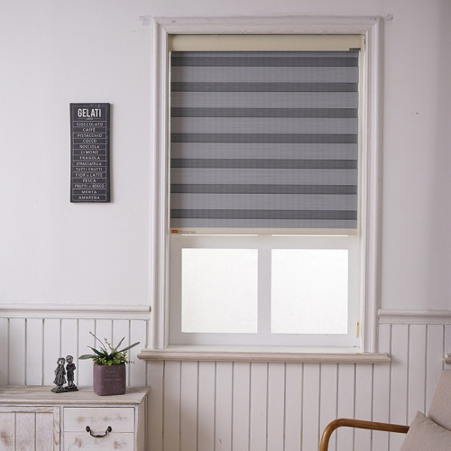Double-Layer Day and Night Curtain Roller Blind Black Warp Full Shading Soft Gauze Curtain Customized Polyester Blinds Bathroom Office