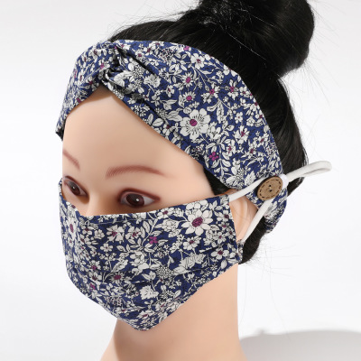 Headband Mask Set Printed Dustproof Washable Mask Anti-Haze Fashion Popular Three-Dimensional Mask Hair Band Set