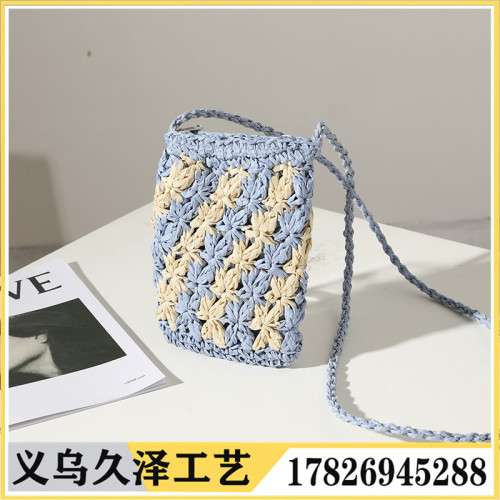 summer small xinqing japanese and korean handmade straw rope woven hollow crossbody single shoulder adult children apple phone bag