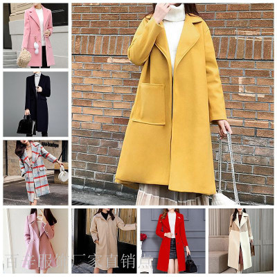 Miscellaneous Stock Women's Clothing Plaids and Trade Tail Goods Korean Style Loose Mid-Length Woolen Coat Stall Supply