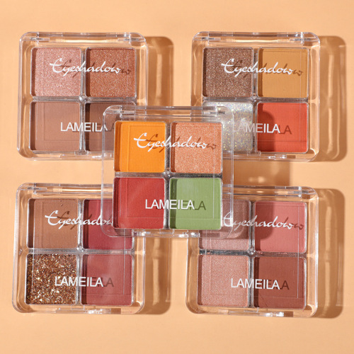 LaMeiLa New Special for Four Color Eyeshadow Palette Shimmering Powder Shimmer Flash Beads Student Cheap Small Kit Portable 3049