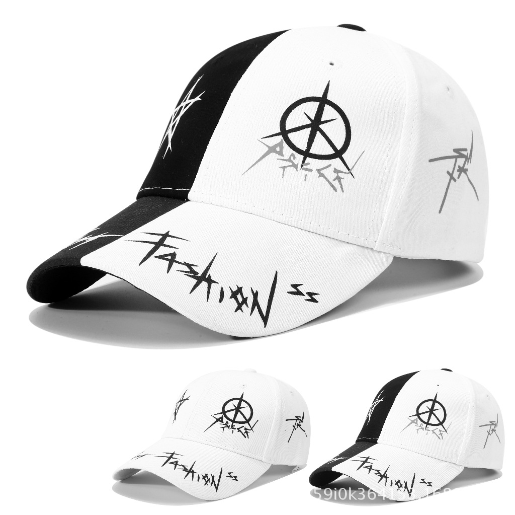 Hat Women's Korean-Style All-Match Graffiti Black and White ...