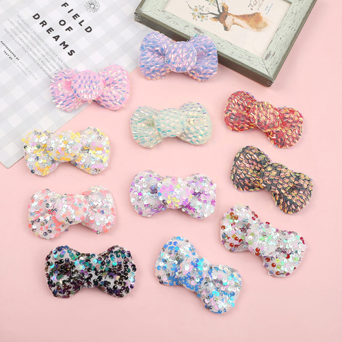 Sequin Bow Barrettes Accessories Double-Sided Flash Children‘s Side Clip Butterfly Bang Clip Ornament Cross-Border