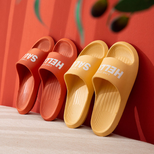 Wholesale Eva Slippers Household Women‘s Soft Bottom Printed Logo Candy Color Summer Sandals Bathroom Outdoor Fashionable Slippers