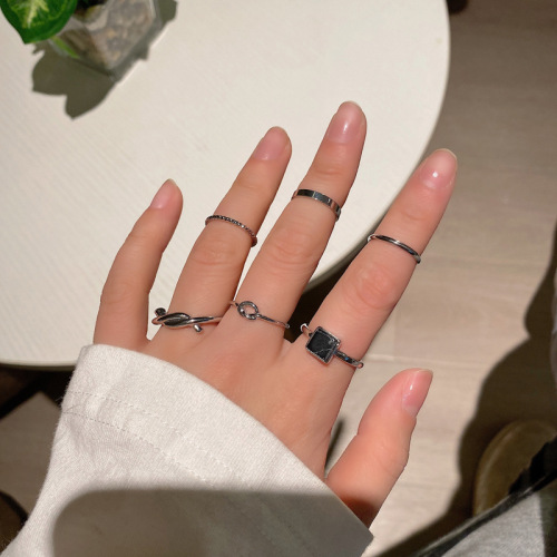 Personalized Fashion Combination Set Ring Temperament Japan and South Korea Internet Hot Trendy Knuckle Ring Ins Minimalist Hip Hop Ring for Women