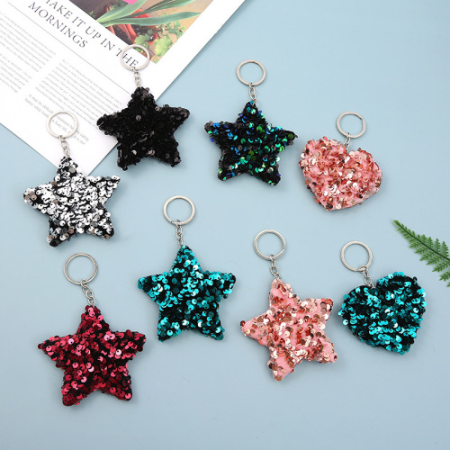 factory wholesale creative reflective double-sided sequins ornament accessories colorful sequins five-pointed star bag pendant cross-border