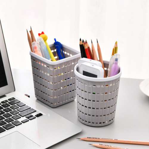 Creative Fashion Plastic Hollow Desktop Storage Basket Mini Trash Can Basket Home Sundries Storage Pen Container