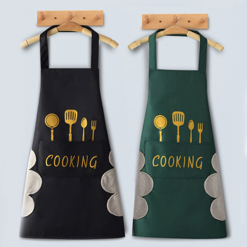 knife and fork hand-wiping apron waterproof and oil-proof thickened plus fat sling kitchen cafe apron