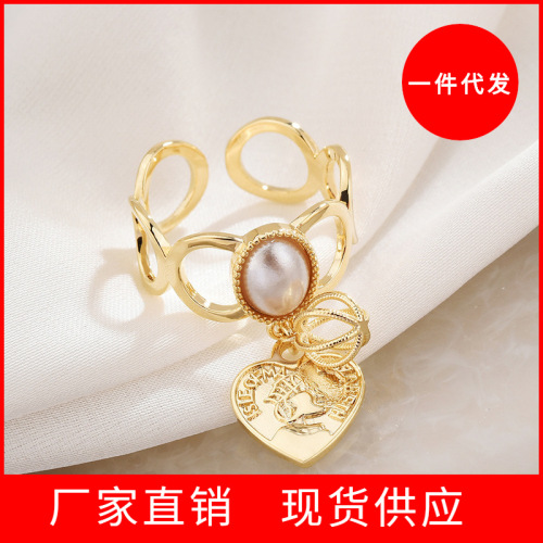 eyes of wisdom freshwater pearl ring female fashion personality luxury index finger ring open adjustable diet finger ring female