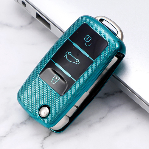 wholesale car key case shell tpu carbon fiber grain road suitable for volkswagen series car key protective cover shell