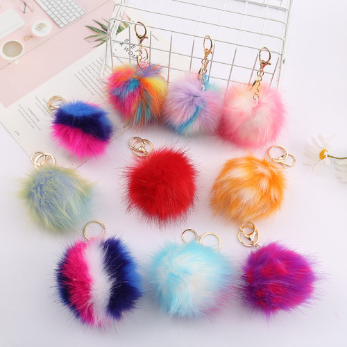 colorful cute plush fur ball embroidery fur ball keychain bag shoes and hats accessories accessories accessories cross-border