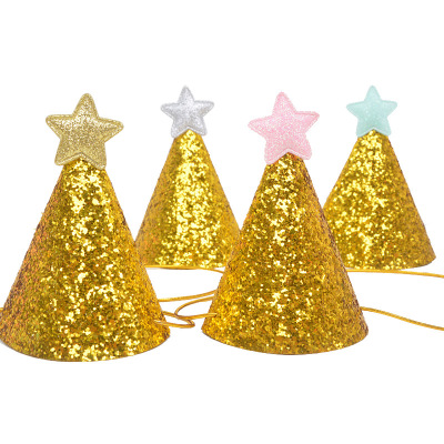 Shiny Gold Birthday Hat Sub XINGX Mini DIY Korean Style Hat Bright Gold Powder Hongqing Party Children Birthday Hat