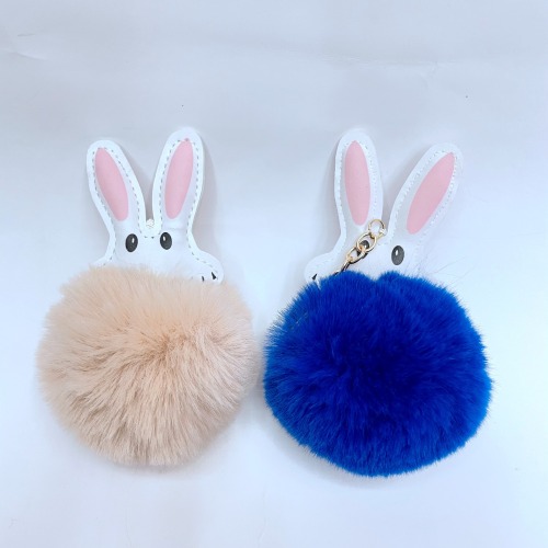Love Rabbit Ear Fuzzy Ball Imitation Rabbit Fur Keychain Pendant Exquisite Lovely Bag Pendant Factory Direct Supply Can Be Customized