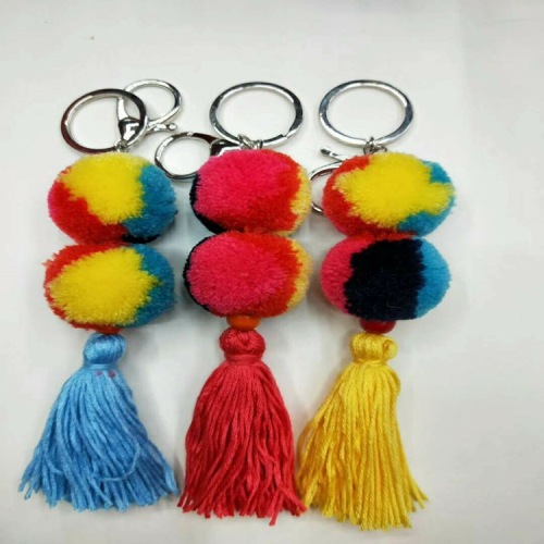 factory direct tassel hair ball keychain pendant mixed color cashmere wool bag accessories