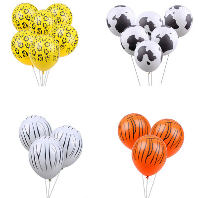 New 12-Inch 2.8G Thickened Five-Sided Cow Leopard Tiger Print Rubber Balloons Party Decoration Balloon