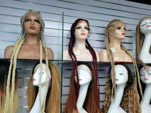 Europe and America Cross Border E-Commerce Amazon Front Lace Four-Strand Braid Big Braid European and American Style Wig Black in Stock 0019