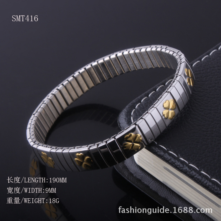 Personalized Men's Four-Leaf Clover-Shaped Gold Titanium Steel Jewelry Stainless Steel Bracelet