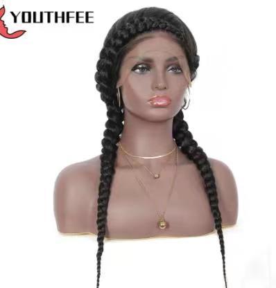 amazon two-strand braid front lace chemical fiber headgear braid lace wig black women 006