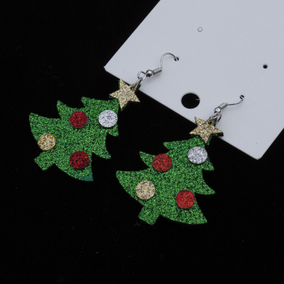 Christmas Tree Earrings Felt Christmas Ornaments Headdress Super Fairy Long Plush Earrings Earrings AliExpress Cross-Border