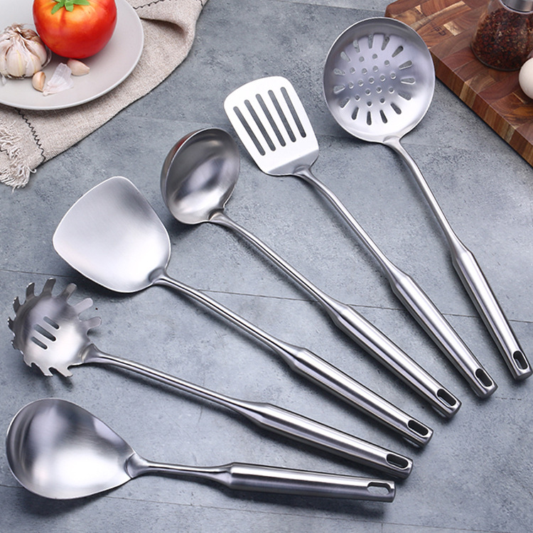 Wholesale Spatula Stainless Steel Kitchenware Hollow Handle Anti-Scald Colander Slotted Spoon Kitche