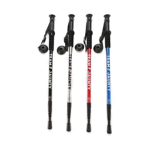 Three-Section Telescopic Straight Handle Curved Handle High Strength Aluminum Alloy Outdoor Alpenstock Walking Stick Walking Crutch