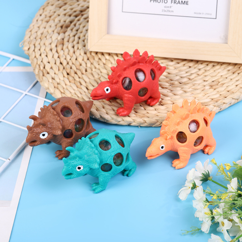 factory direct sales creative novelty squeeze dinosaur vent color beads grape ball pinch music animal vent toys
