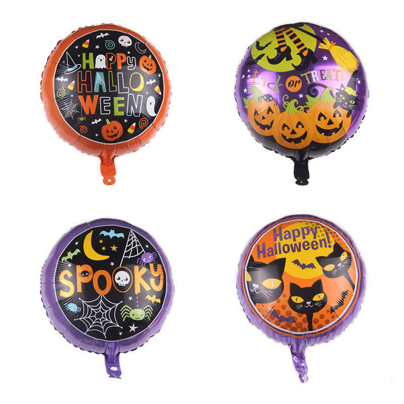 New 18-Inch round Halloween Aluminum Balloon Birthday Party Decoration Black Cat Pumpkin Ghost Skull