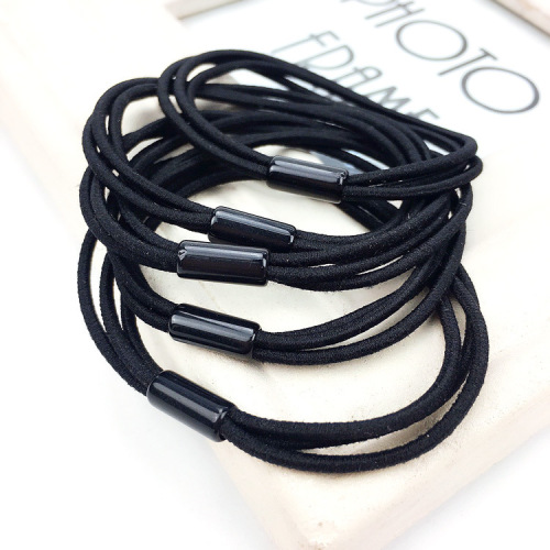 korean style hair tie accessories three-in-one black high elastic head rope rubber band hair ring accessories 2 yuan shop small goods