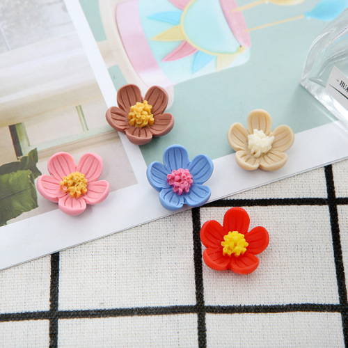 9mm new cute resin small flower cherry blossom flat diy ear studs manicure phone case ornaments accessories material
